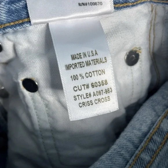 Revolve Agolde‎ Criss Cross Jeans Womens 24 Light Wash Made USA Flawed - Picture 10 of 15